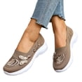 thumbnail image 1 of Orthopedic Shoes for Women Comfortable Casual Athletic Work Woven Slip on Mesh Breathable Lightweight Non Slip Walking Running Sneakers Khaki Size 6, 1 of 5
