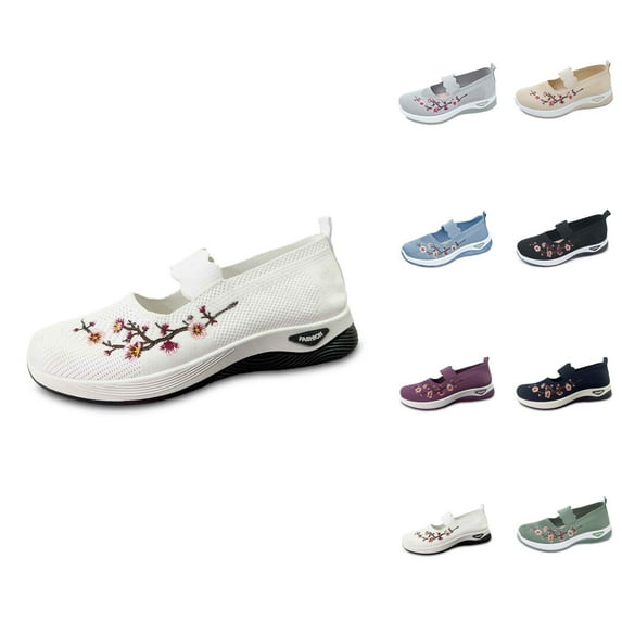Orthopedic Shoes for Women Embroidered Flower Shoeses Woven Orthopedic Breathable Soft Shoes Arch Support Comfortable Everyday Footwear