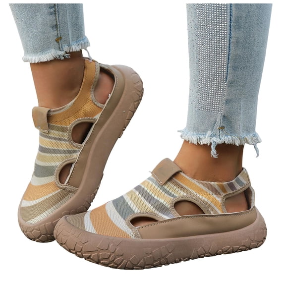 Orthopedic Shoes for Women Wide Width Breathable Walking Slip on Sneakers Non Slip Arch Support Shoes Fashion Platform Sneakers Khaki Size 6.5