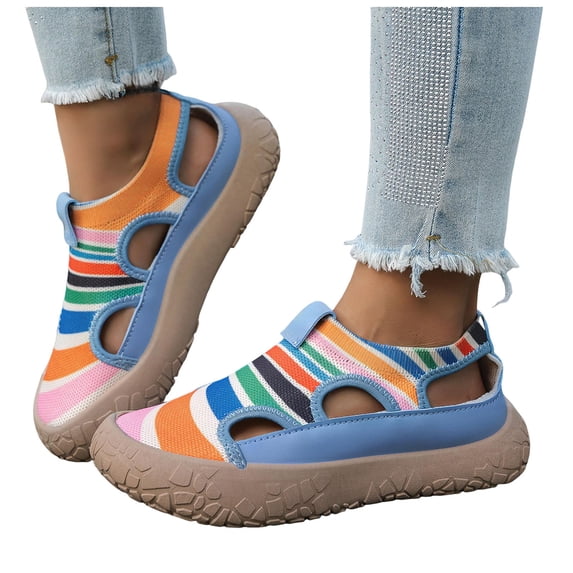 Orthopedic Shoes for Women Wide Width Breathable Walking Slip on Sneakers Non Slip Arch Support Shoes Fashion Platform Sneakers Multicolour Size 8