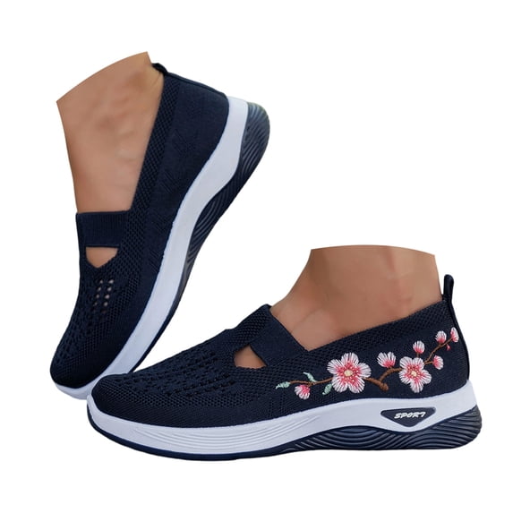Orthopedic Shoes for Women Wide Width Comfortable Lightweight Slip on Sneakers Non Slip Arch Support 2026 Walking Shoes Blue Size 7