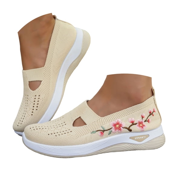 Orthopedic Shoes for Women Wide Width Comfortable Lightweight Slip on Sneakers Non Slip Arch Support 2026 Walking Shoes Khaki Size 9.5