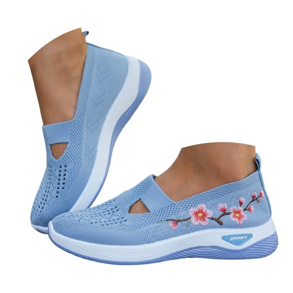 Orthopedic Shoes for Women Wide Width Comfortable Lightweight Slip on Sneakers Non Slip Arch Support 2026 Walking Shoes Sky Blue Size 6.5
