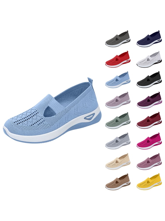 Orthopedic Shoes for Women, Women Wide Width Breathable Walking Comfortable Slip On Sneakers, Non Slip Food Service Lightweight Sneake