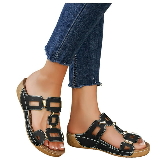Orthopedic Slides Sandals for Women Comfortable Fashion Arch Support Platform Wedge Dress Slip on Summer Shoes