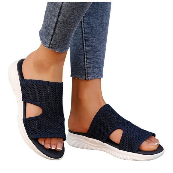 Orthopedic Slides Sandals for Women Plantar Fasciitis Breathable Mesh Diabetics Walking Slip on Summer Shoes
