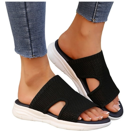 Orthopedic Slides Sandals for Women Plantar Fasciitis Breathable Mesh Diabetics Walking Slip on Summer Shoes