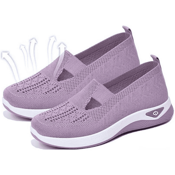 Orthopedic Slip-On Sneakers for Women Wide Width, Breathable Non-Slip Work Shoes for Nursing & Food Service, Lightweight Walking Shoes with Arch Support - Ideal Christmas/Birthday Gift