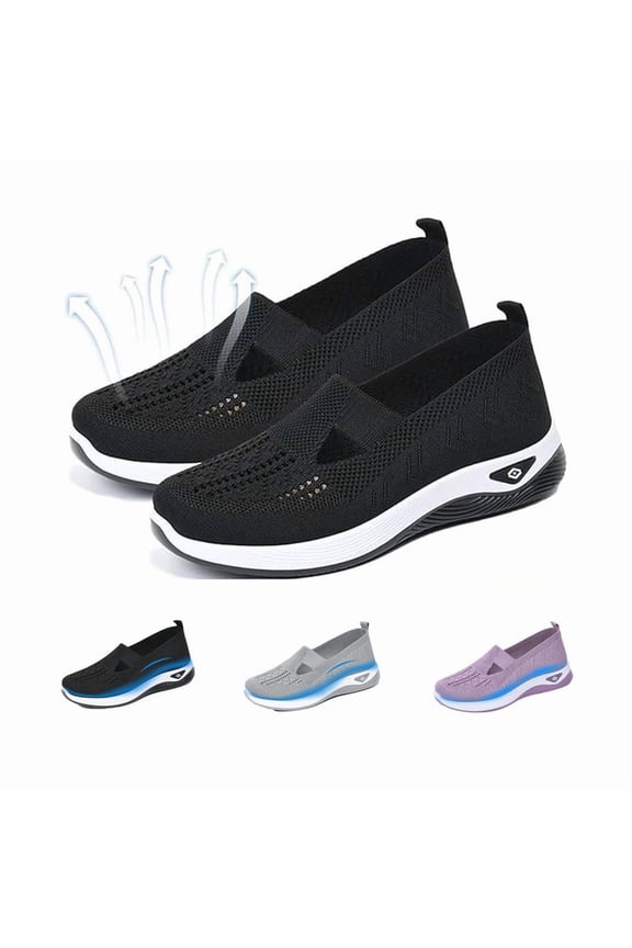 Orthopedic Slip-On Sneakers for Women Wide Width, Breathable Non-Slip Work Shoes for Nursing & Food Service, Lightweight Walking Shoes with Arch Support - Ideal Christmas/Birthday Gift