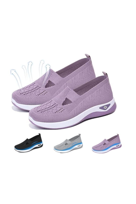 Orthopedic Slip-On Sneakers for Women Wide Width, Breathable Non-Slip Work Shoes for Nursing & Food Service, Lightweight Walking Shoes with Arch Support - Ideal Christmas/Birthday Gift