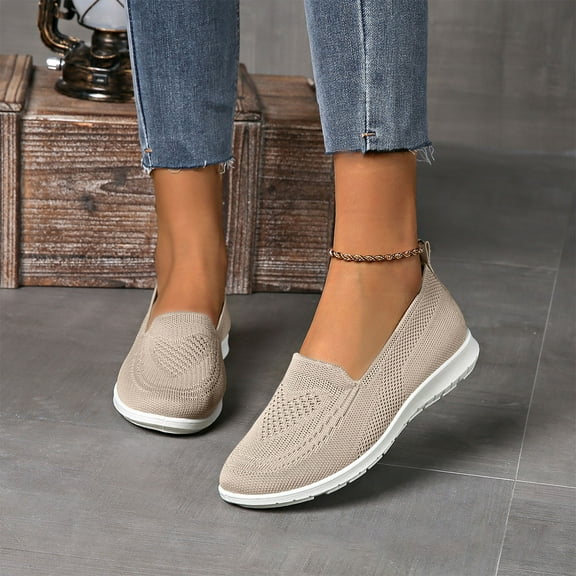 Orthopedic Slip on Walking Shoes for Women Comfortable Embroidered Arch Support Wide Width Work Sneakers Nurse Shoes for Women Beige 5.5 Wide