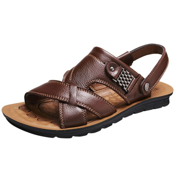 Orthopedic Slippers Sandals for Men with Arch Support 2025 Comfortable Leather Casual Beach Slip on Sandals