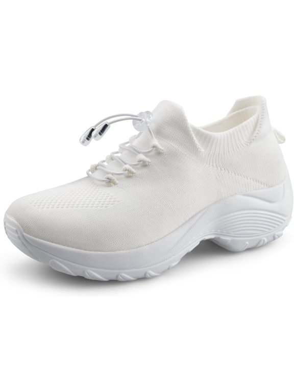 Sneakers Breathable Women Walking Shoes Slip on Trainers Women's Comfortable Casual Ladies Athletic Shoe Thick Bottom