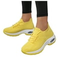 thumbnail image 1 of Orthopedic Sneakers for Women Knit Mesh Slip on Sock Shoes Air Cushion Running Shoes Lightweight Lace up Tennis Shoes Yellow Size 8, 1 of 7