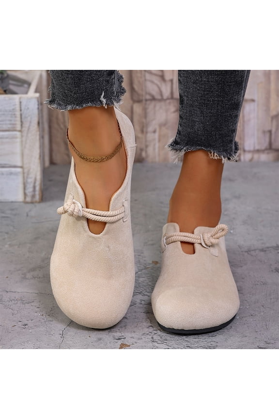 Orthopedic Suede Ballet Mary Jane Flats for Women, Comfort Wide Toe Box Flats with Arch Support Soft Round Toe Slip on Shoes,Beige Size 40