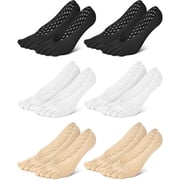 Orthopedic Toe Compression Socks,6 Pairs Multi-color Anti Bunions Health Socks,Breathable Toe Separator Socks for Women,MenBeige/Black/White