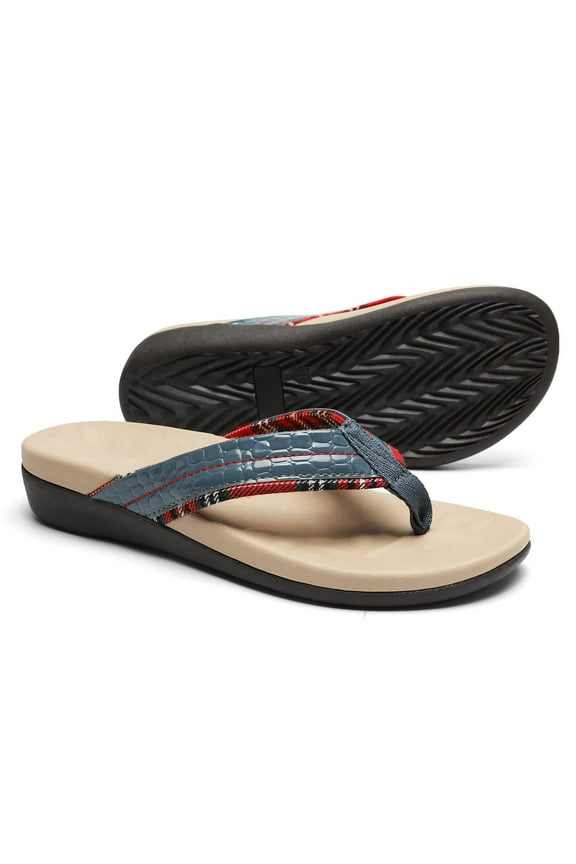 Orthopedic Walking Sandals with Arch Support, Casual Plantar Fasciitis Flip Flops for Flat Feet, Comfortable Cushioned Foam Slippers for Beach Summer