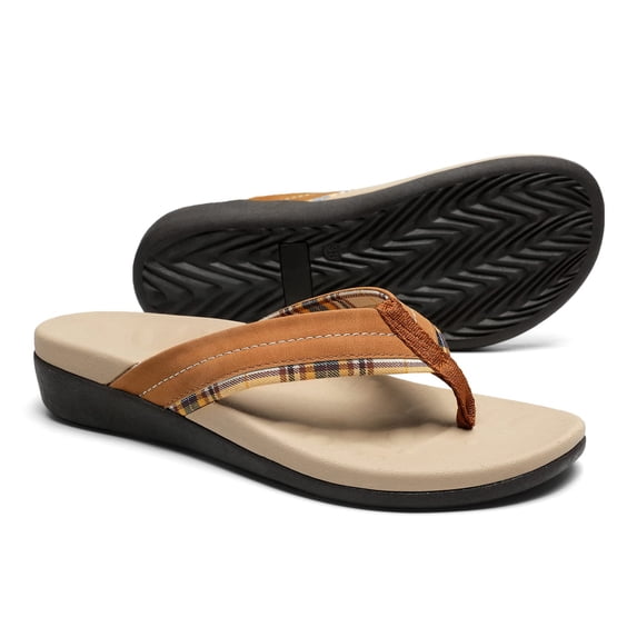 Orthopedic Walking Sandals with Arch Support, Casual Plantar Fasciitis Flip Flops for Flat Feet, Comfortable Cushioned Foam Slippers for Beach Summer
