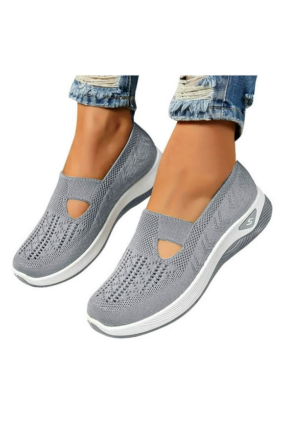 Orthopedic Walking Shoes for Eldly Old Women Soft Breathable Wedge Slip on Loafers Anti Skid Work Sneakers