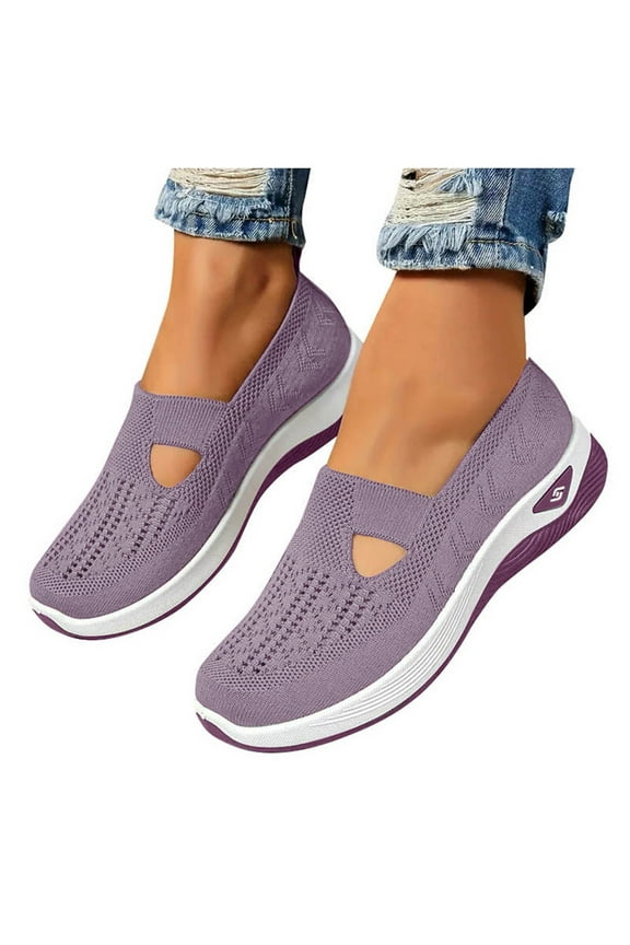 Orthopedic Walking Shoes for Eldly Old Women Soft Breathable Wedge Slip on Loafers Anti Skid Work Sneakers