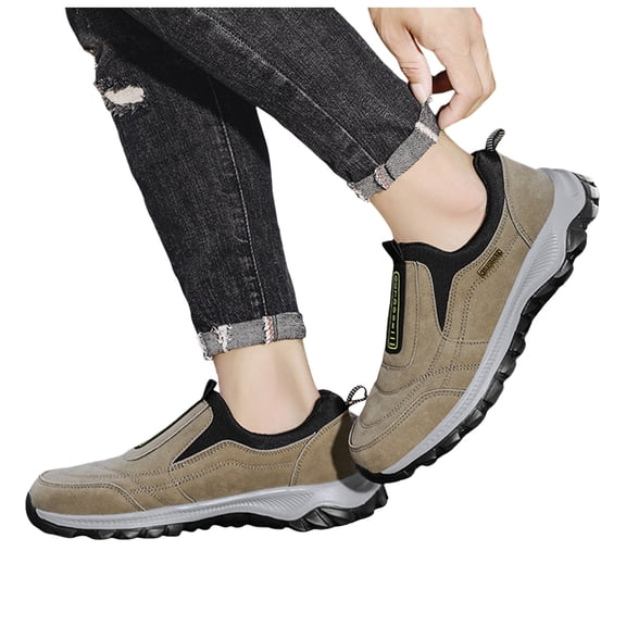 Orthopedic Walking Shoes for Men Waterproof Hiking Slip on Sneakers Arch Support Trekking Casual Trail Loafers