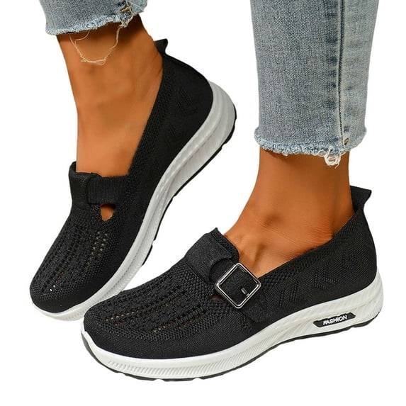 Orthopedic Walking Shoes for Women 2025 Comfort Buckle Arch Support Slip on Nursing Non Slip Work Sneakers
