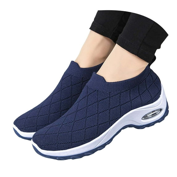 Orthopedic Walking Shoes for Women Autumn Knit Comfortable Air Cushion Socks Slip on Nursing Work Sneakers