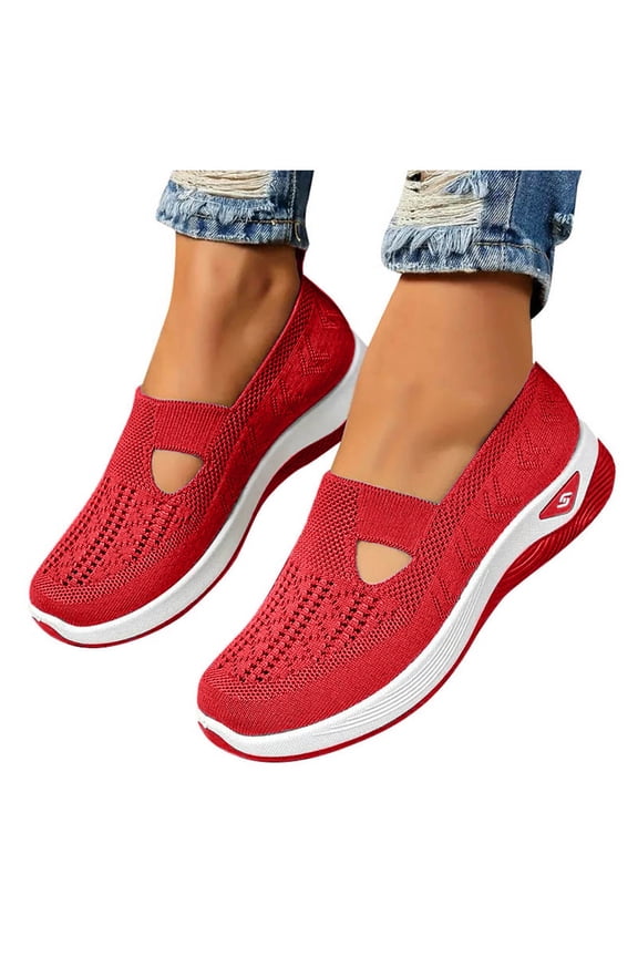 Orthopedic Walking Shoes for Women with Arch Support Comfortable Knit Arch Support Ortho Nursing Work Slip on Sneakers