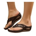 thumbnail image 1 of Orthopedic Wedge Flip Flops for Women 2025 Sparkly Rhinestones Comfortable Walking Thongs Slippers Sandals, 1 of 7
