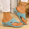 thumbnail image 1 of Orthopedic Wedge Sandals for Women 2025 Dressy Summer Comfortable Arch Support Casual Slip on Flats Flip Flops for Women Ladies Beach Outdoor Slides Slippers Shoes, 1 of 11
