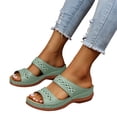 thumbnail image 1 of Orthopedic Wedge Sandals for Women Open Toe Slides Fashion Bohemia Embroidery Slip on Beach Shoes Comfortable Slip on Summer Slippers Light Green Size 9.5, 1 of 6