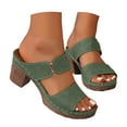 thumbnail image 1 of Orthopedic Wedge Sandals for Women 2026 Chunky Heels Thong Slippers Arch Support Dressy Slip on Open Toe Summer Beach Casual Shoes Green Size 7.5, 1 of 6