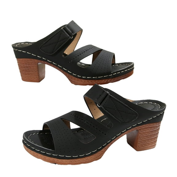 Orthopedic Wedge Sandals for Women Chunky Heels Sandals Comfy Open Toe Block Heeled Sandals Women Summer Dress Shoes Holiday Pumps Shoes