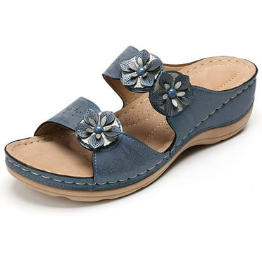 Orthopedic Wedge Sandals for Women Dressy Summer Comfortable Walking Sandals with Arch Support Fashion Orthotic Slides