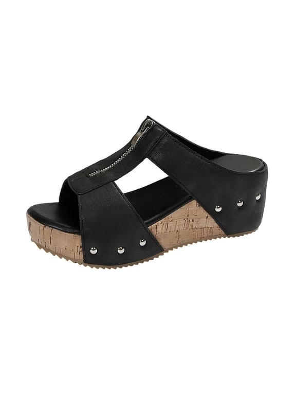 Orthopedic Wedge Sandals for Women Platform Sandal Open Toe Espadrilles Dressy Casual Boho Summer Beach Ladies Wedges Black Women Sandal