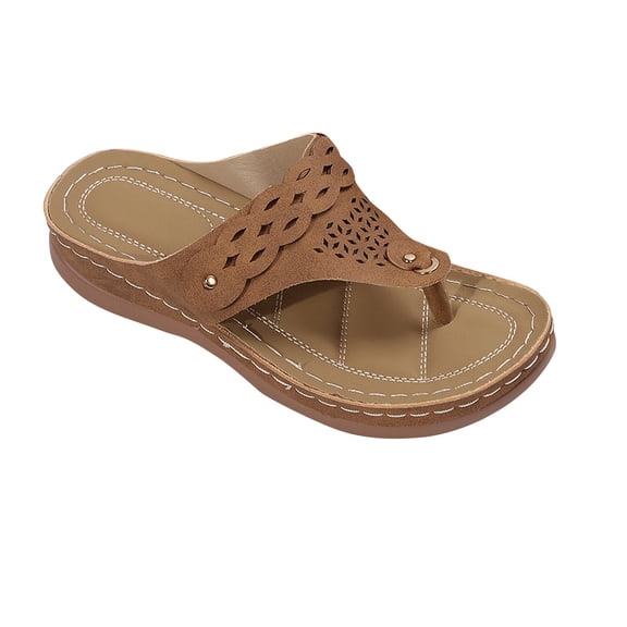 Orthopedic Wedge Sandals for Women Summer Comfortable Slip On Soft Flip Flops Casual Thong Dressy T-Strap Sandals Lightweight Ladies Beach Shoes
