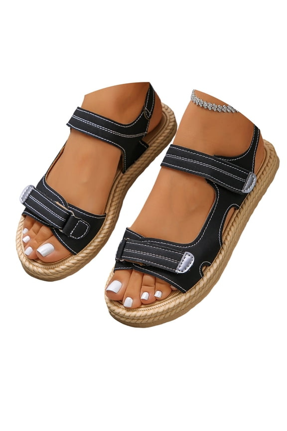Orthopedic Wide Sandals for Women 2026,Strappy Arch Support Flat Wedge Sandals Walking Sandals Women Open Toe & Ankle Strap Comfortable Platform Slip-On Shoe for Summer Beach, Casual