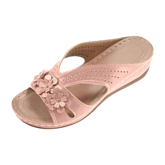 Orthopedic Wide Sandals for Women Summer Shoes Women Summer Cute Comfortable Sandals Arch Support Wedge Non Slip Flip Flops Pink Women Sandal