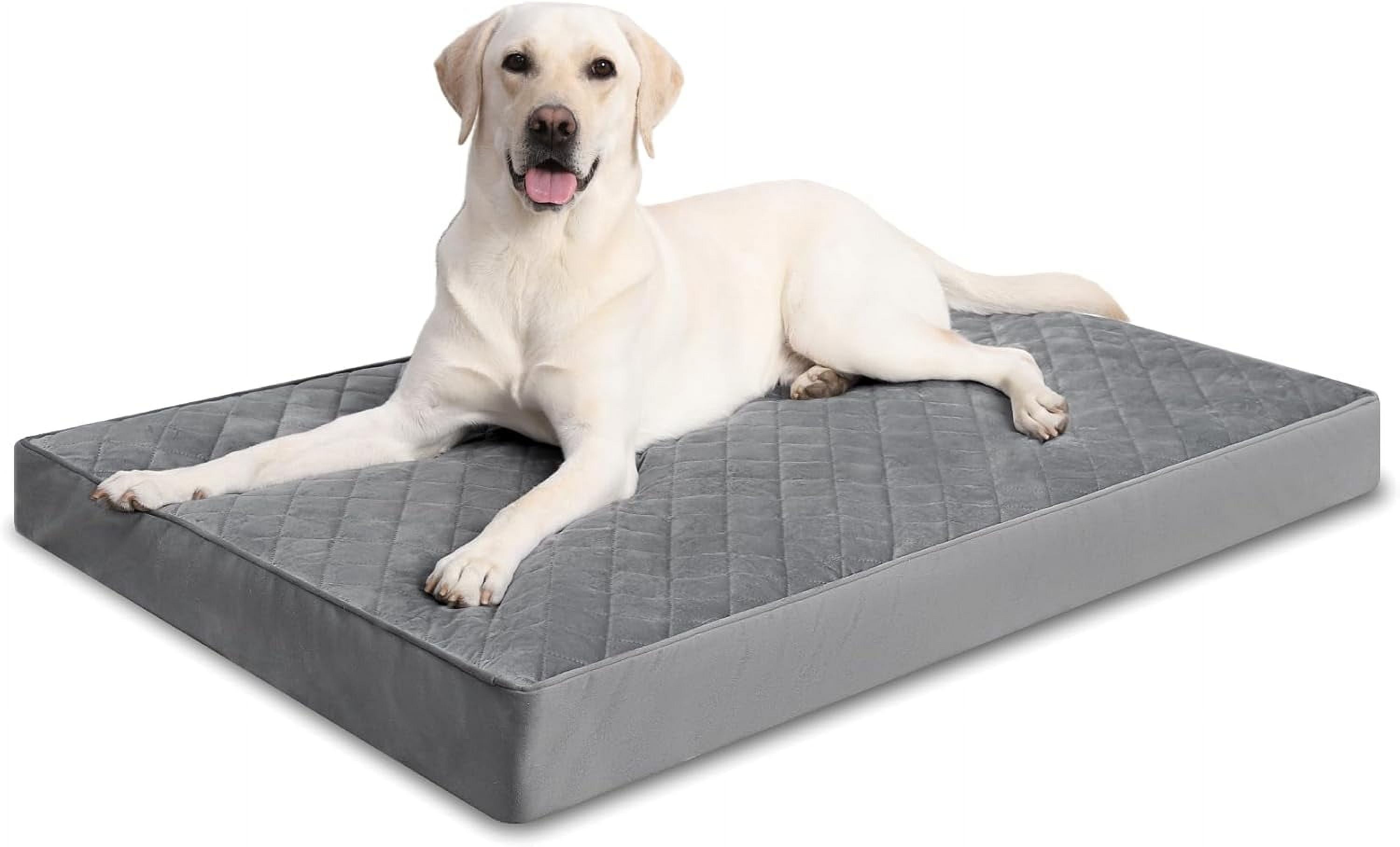 Orthopedic XL Dog Beds Large Sized Dog Waterproof Dog Bed with Removable Washable Cover and Non-Slip Bottom, Quilting Dog Bed for Crate, 41x27 Inch, Dark Gray