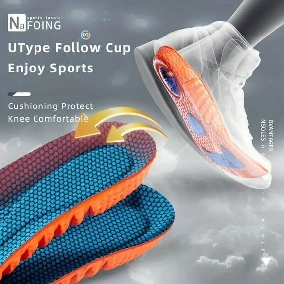 Orthotic Insoles For Arch Support Plantar Fasciitis Flat Feet Gel Heel Back Pain- 43-44