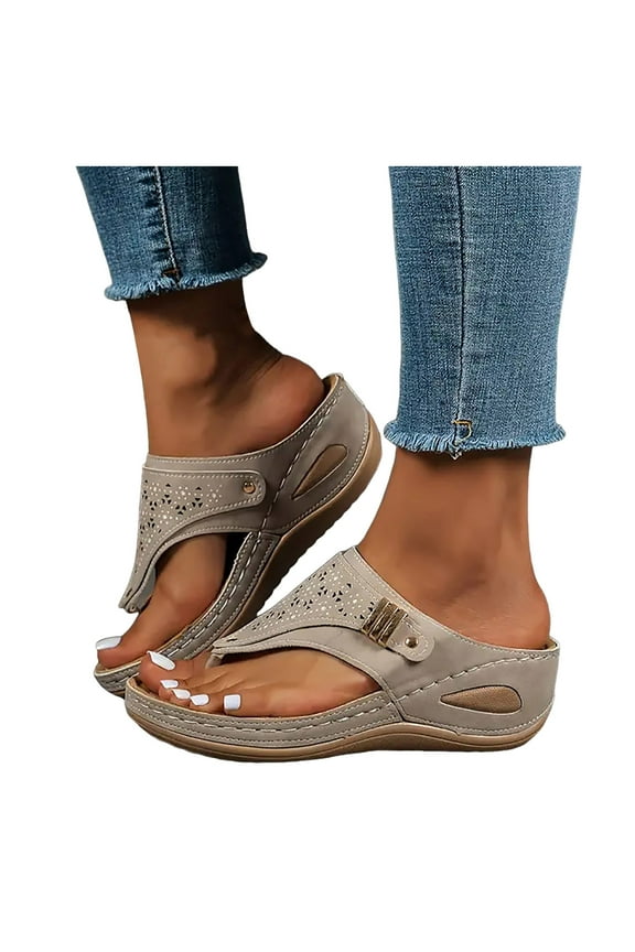 Orthotic Sandals For Women Orthotic Slippers For Women Fashion Orthotic Flip Flops Ladies Slip On Lightweight Comfortable Thong Sandals Beige 6