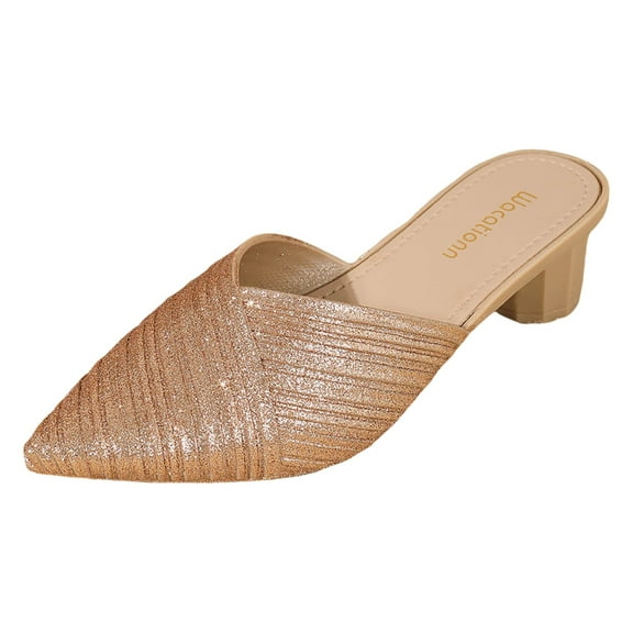 Orthotic Sandals for Women Stylish and Feminine Versatile High Heeled Shoes With Rhinestone Pointed Toes and Heels. Rose Gold 37