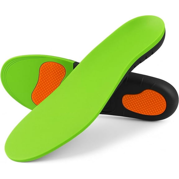 Orthotic Shoe Insoles for Flat Feet & Plantar Fasciitis Relief – Arch Support Inserts for Men and Women - 3 Point Cushion, Breathable Foam, U-Shaped Cup Plantar Fasciitis Insoles (M)