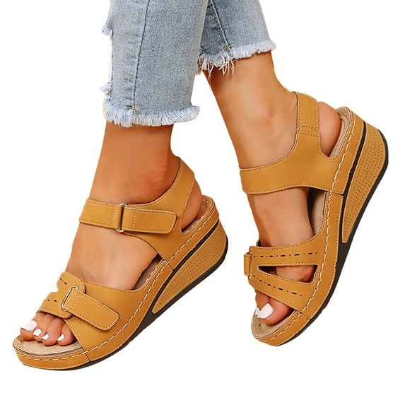 Orthotic Slippers For Plantar Fasciitis Leather Sandals For Women Fashion Orthotic Flip Flops Ladies Slip On Lightweight Comfortable Thong Sandals Yellow 7.5