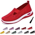 thumbnail image 1 of Orthowalkway Womens Shoes, Women's Woven Orthopedic Breathable Soft Shoes Arch Support Slip-On Sneakers, Indoor Outdoor Casual Walking Anti-Skid Sports Shoes, 1 of 7