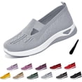 thumbnail image 1 of Orthowalkway Womens Shoes, Women's Woven Orthopedic Breathable Soft Shoes Arch Support Slip-On Sneakers, Indoor Outdoor Casual Walking Anti-Skid Sports Shoes, 1 of 7