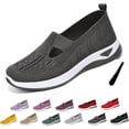 thumbnail image 1 of Orthowalkway Womens Shoes, Women's Woven Orthopedic Breathable Soft Shoes Arch Support Slip-On Sneakers, Indoor Outdoor Casual Walking Anti-Skid Sports Shoes, 1 of 7