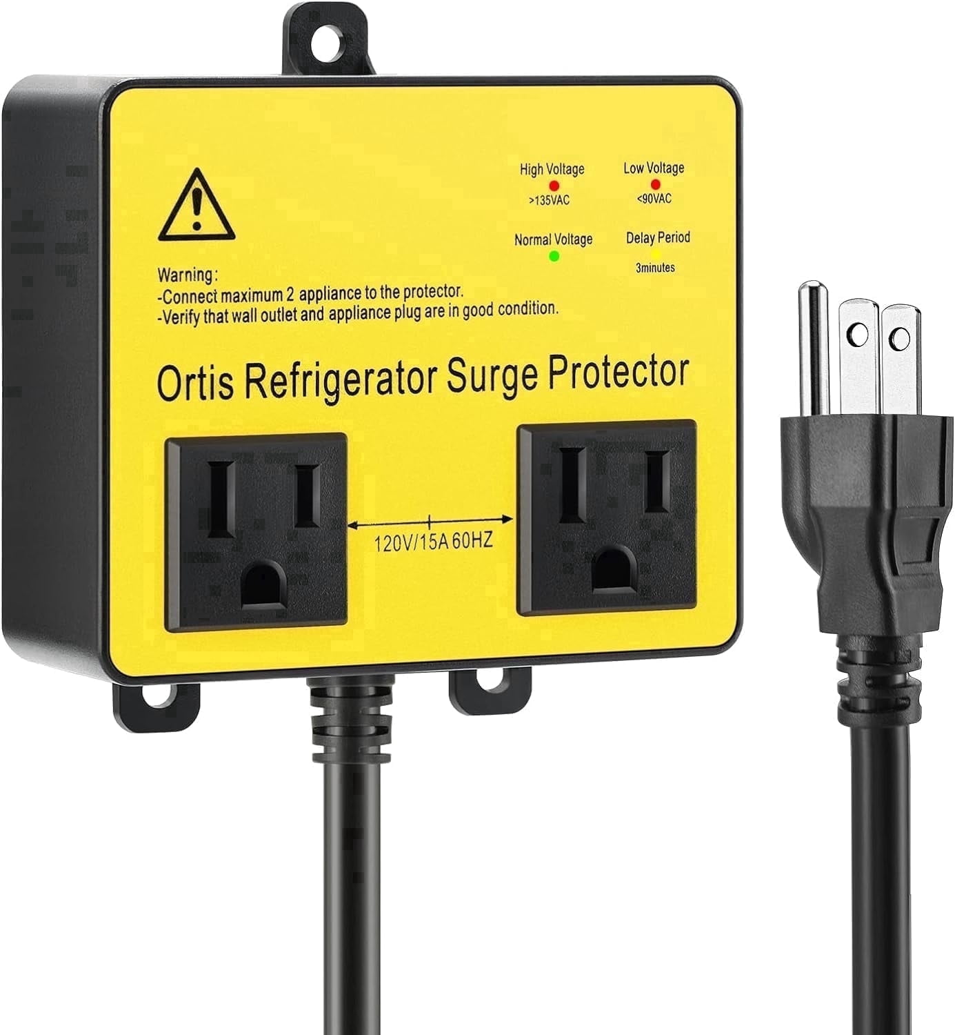Ortis 2 Outlets Refrigerator Surge Protector with Voltage Protector