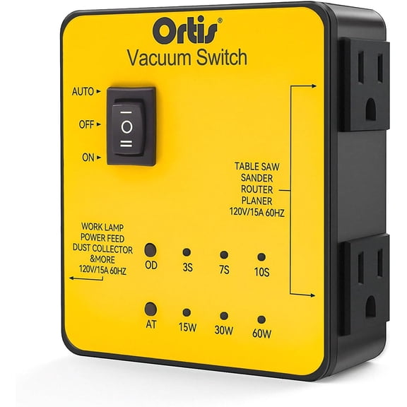 Ortis Dust Control Autoswitch Delay Vacuum On/Off to Prevent Circuit Overload and Tripping