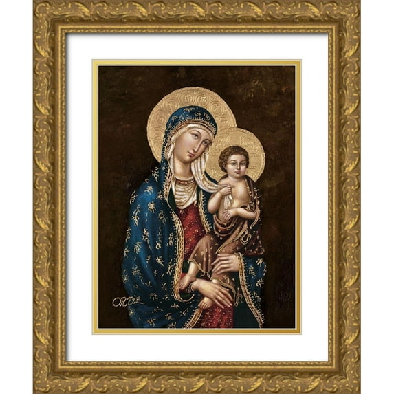 Ortiz 15x18 Gold Ornate Wood Framed with Double Matting Museum Art Print Titled - Madonna and Child